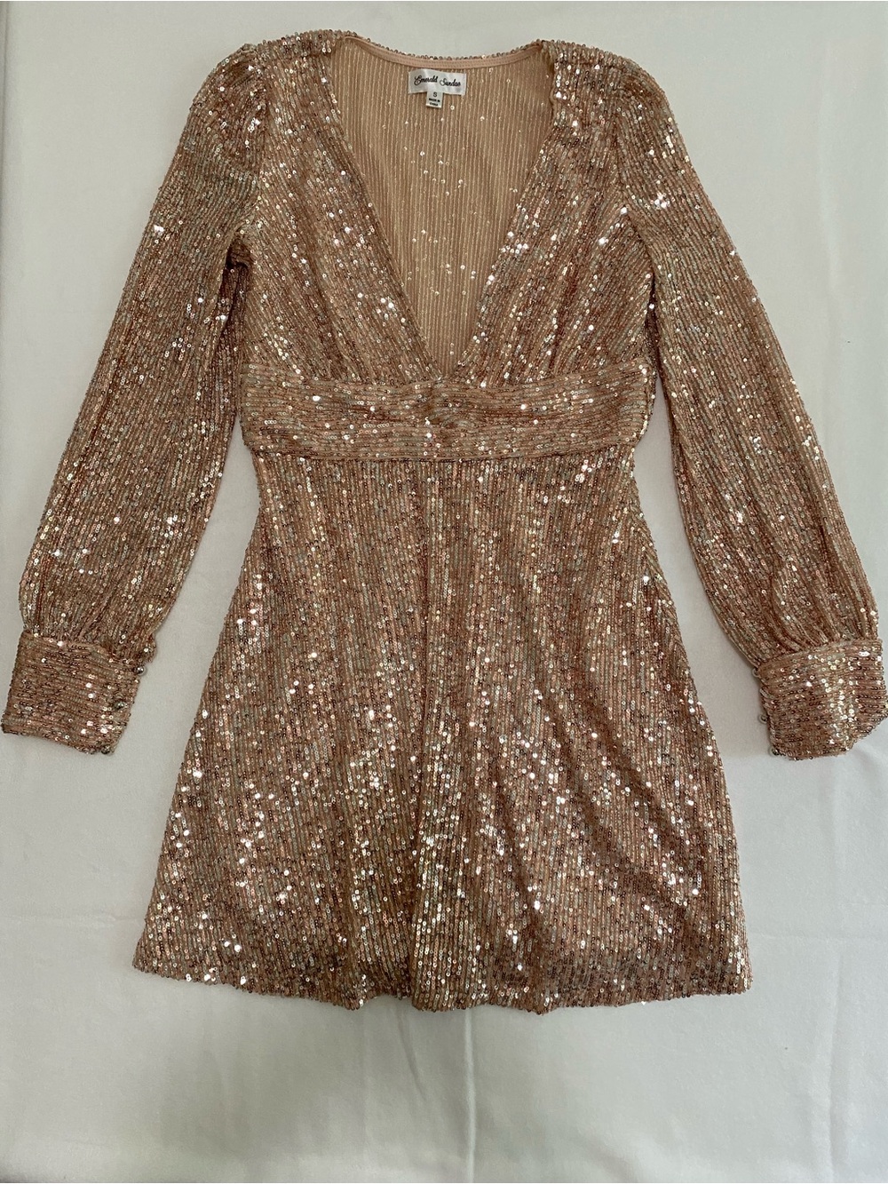 Emerald Sundae Rose Gold Sequin Long Sleeve Mini Dress worn once